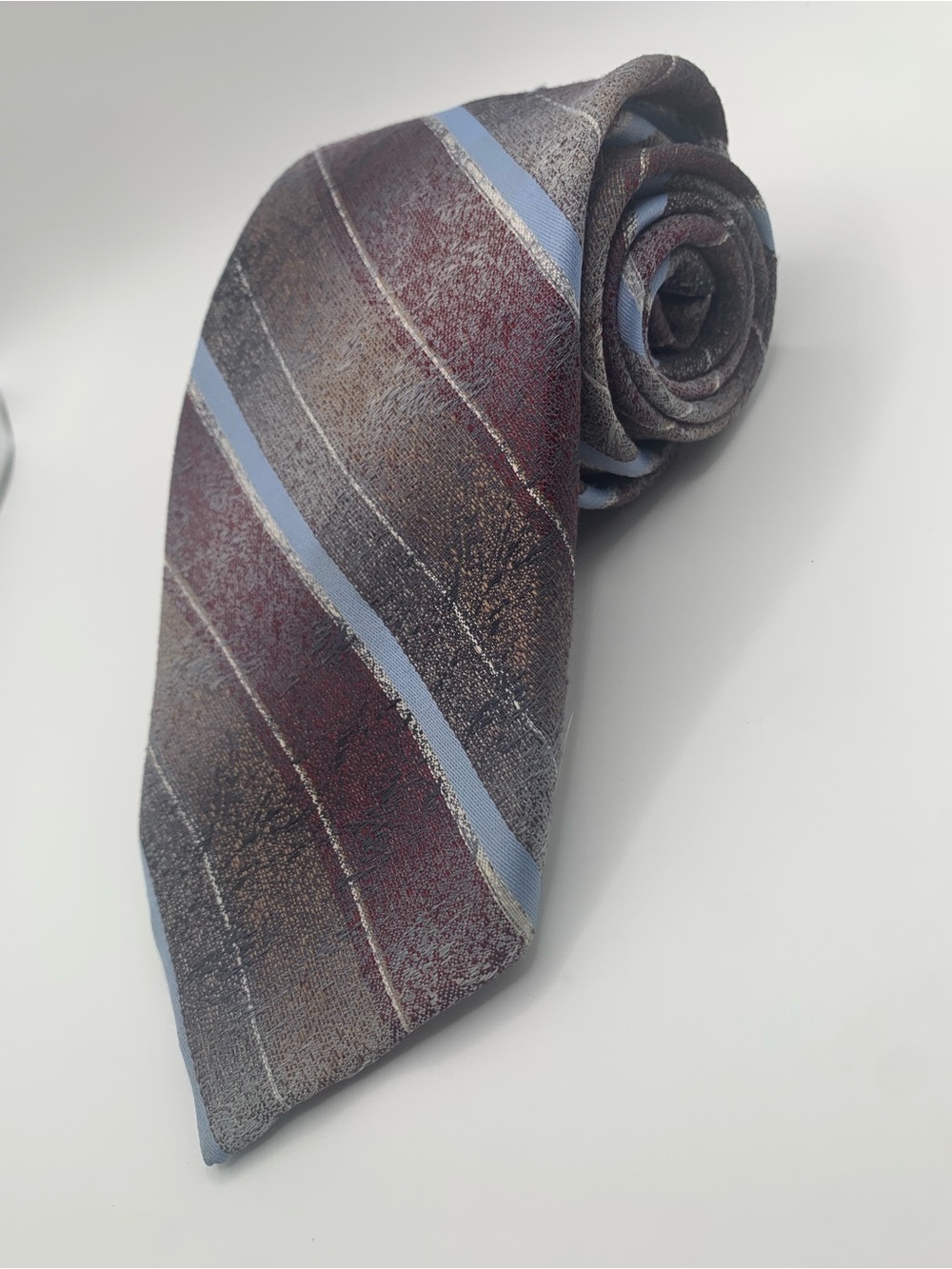 WEMBLEY Maroon and Light Blue Striped Men's Tie
